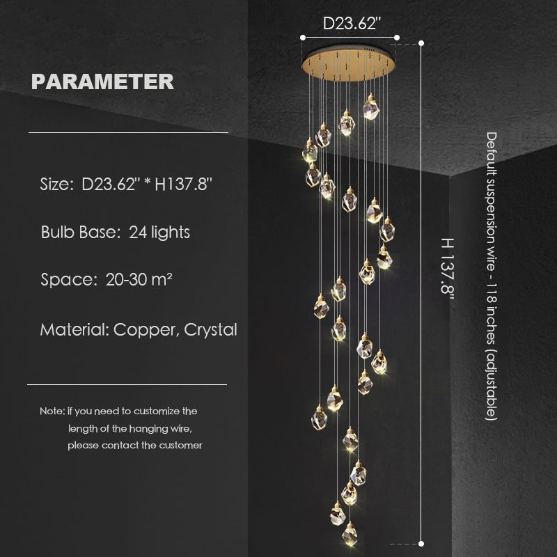 Modern Crystal Chandelier Foyer Living Room Droplight Hall Decoration Lights - Zelno Lighting