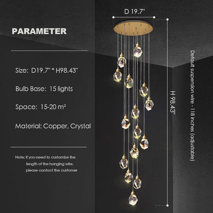 Modern Crystal Chandelier Foyer Living Room Droplight Hall Decoration Lights - Zelno Lighting