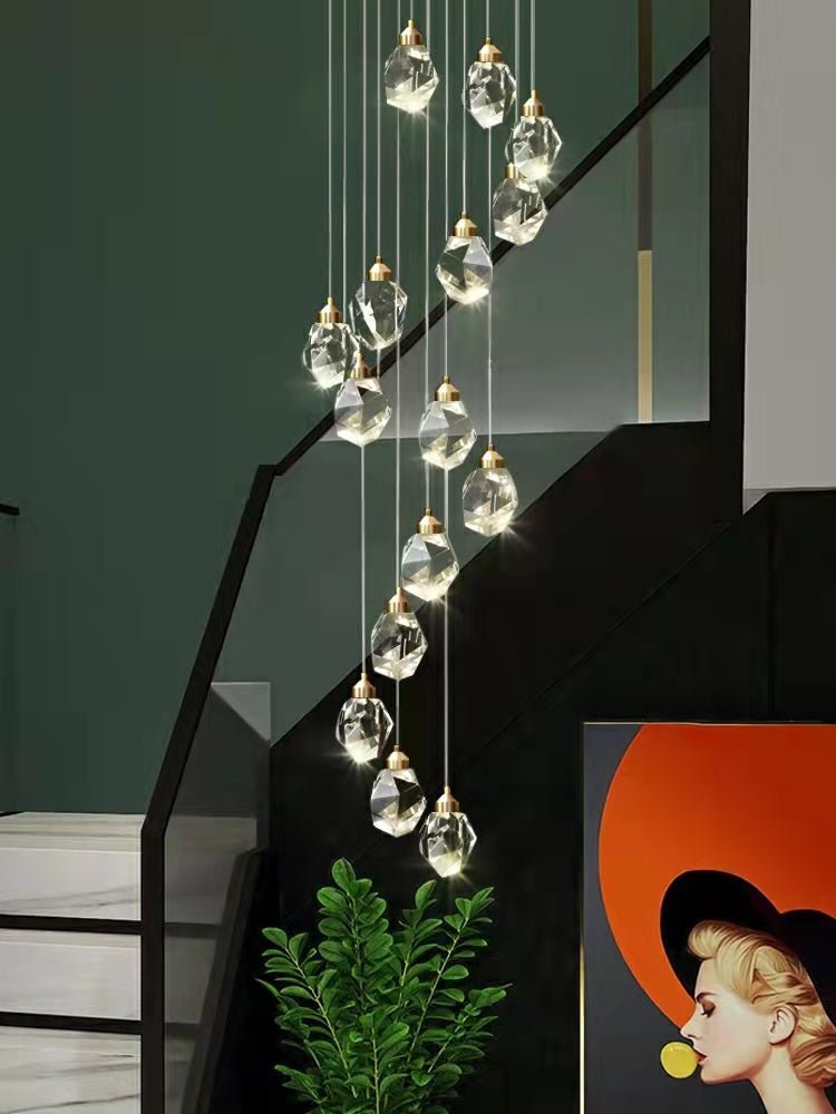 Modern Crystal Chandelier Foyer Living Room Droplight Hall Decoration Lights - Zelno Lighting