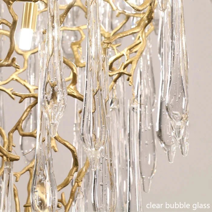 Modern Crystal Droplet Branch Staircase Chandelier - Zelno Lighting