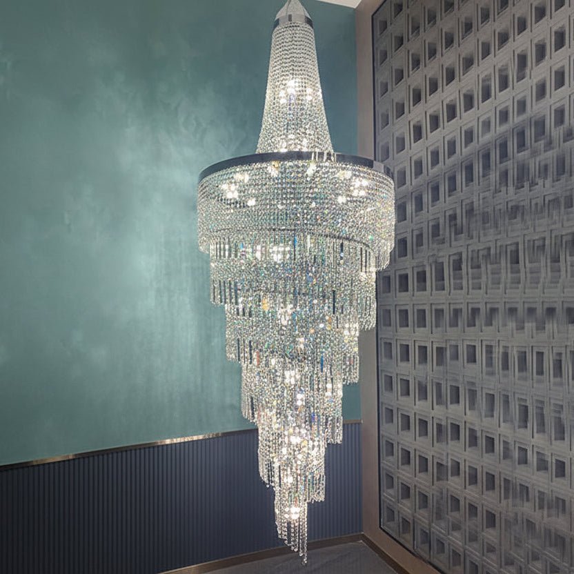 Modern Crystal Tassel Chandelier for Foyer/Staircase - Zelno Lighting
