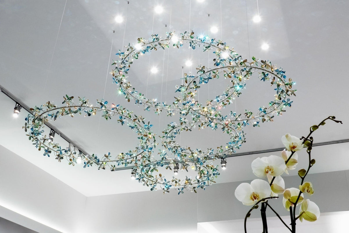 Modern Design Crystal Chandelier with Floral Crown Shape - Zelno Lighting