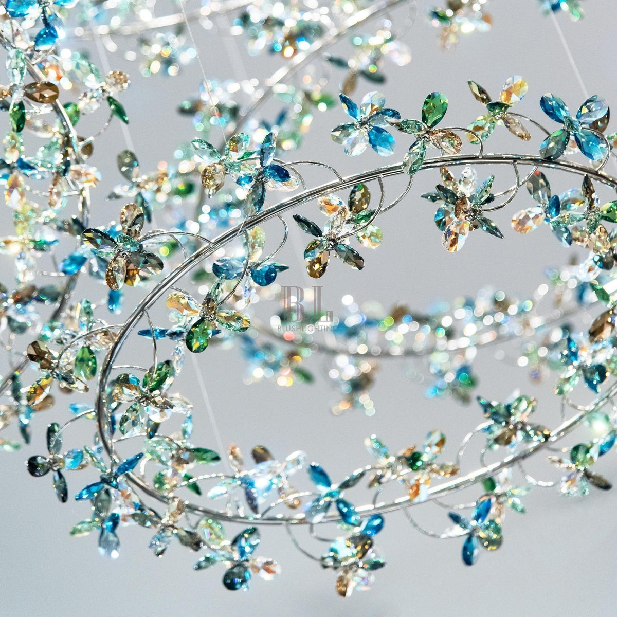 Modern Design Crystal Chandelier with Floral Crown Shape - Zelno Lighting