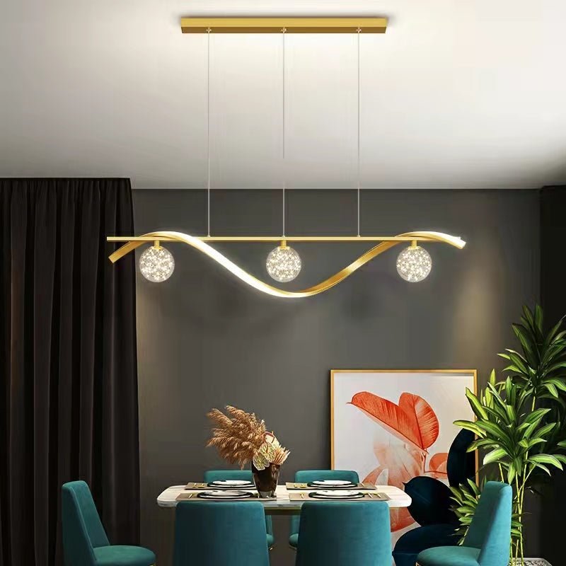 Modern Dining Room Chandelier Concise Style Glass Ball Starlight Ceiling Lamp Luxury Bar Counter Light - Zelno Lighting