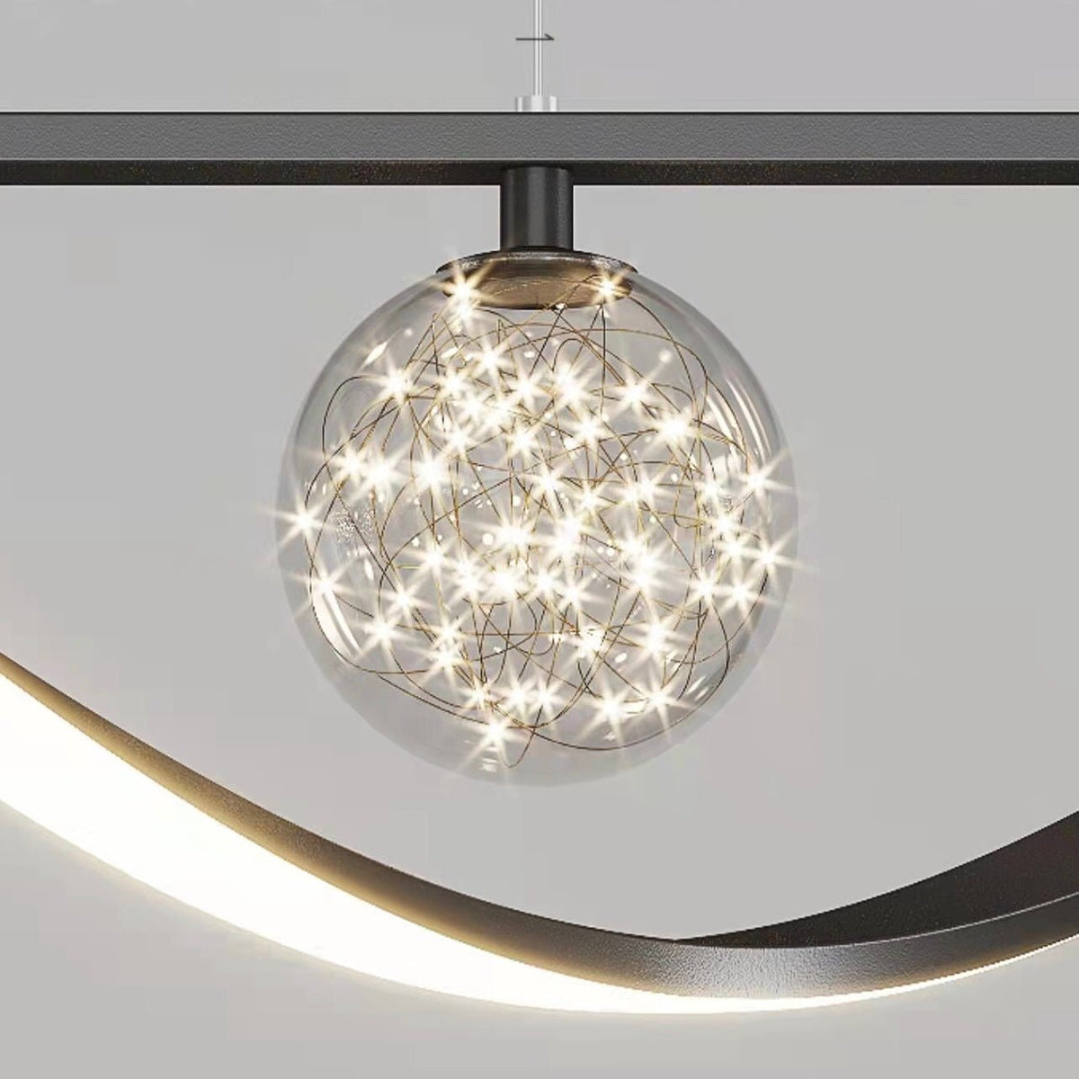 Modern Dining Room Chandelier Concise Style Glass Ball Starlight Ceiling Lamp Luxury Bar Counter Light - Zelno Lighting