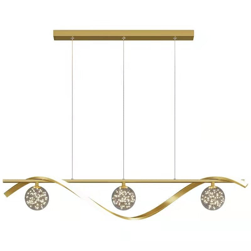 Modern Dining Room Chandelier Concise Style Glass Ball Starlight Ceiling Lamp Luxury Bar Counter Light - Zelno Lighting