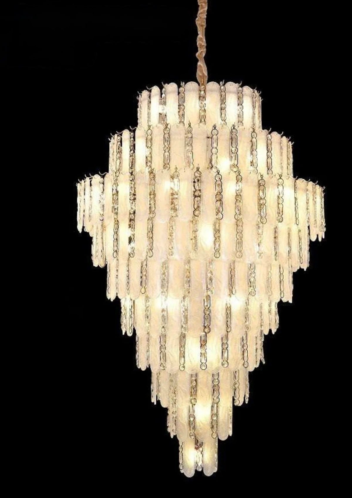 Modern Feather Crystal Chandelier in Chrome/Gold Finish for High/Low-ceiling - Zelno Lighting