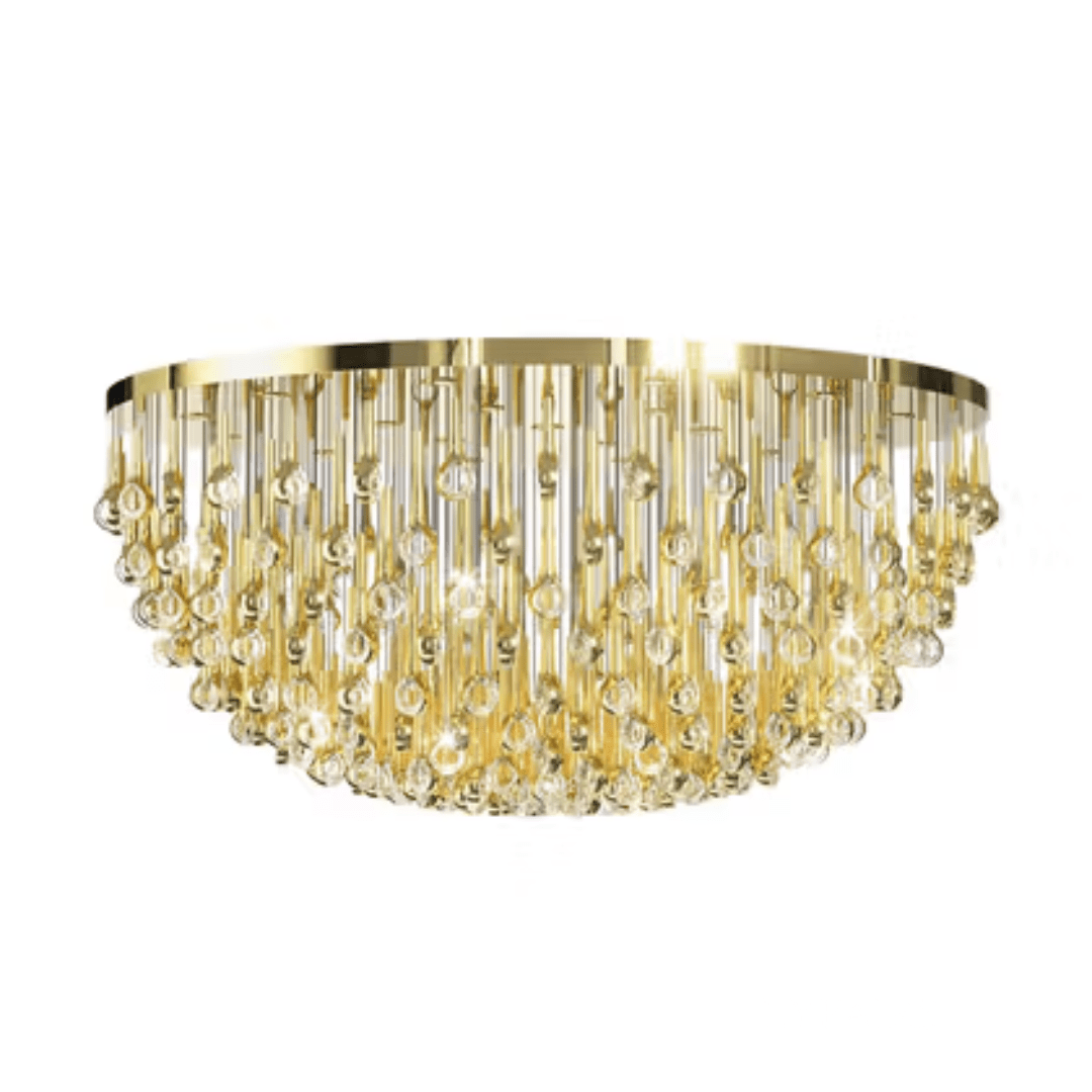 Modern Floating Long Gold Pendant Celing Chandelier for Living Room/High-ceiling - Zelno Lighting