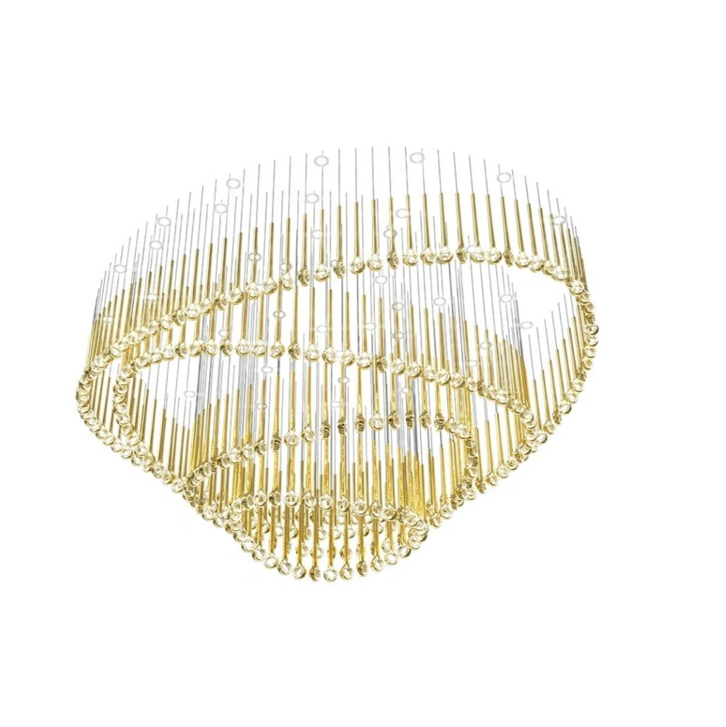 Modern Floating Long Gold Pendant Celing Chandelier for Living Room/High-ceiling - Zelno Lighting