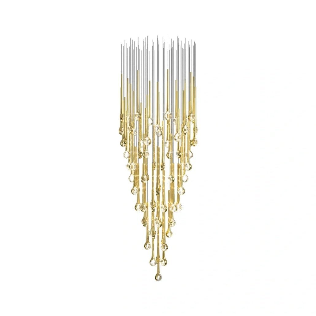 Modern Floating Long Gold Pendant Celing Chandelier for Living Room/High-ceiling - Zelno Lighting