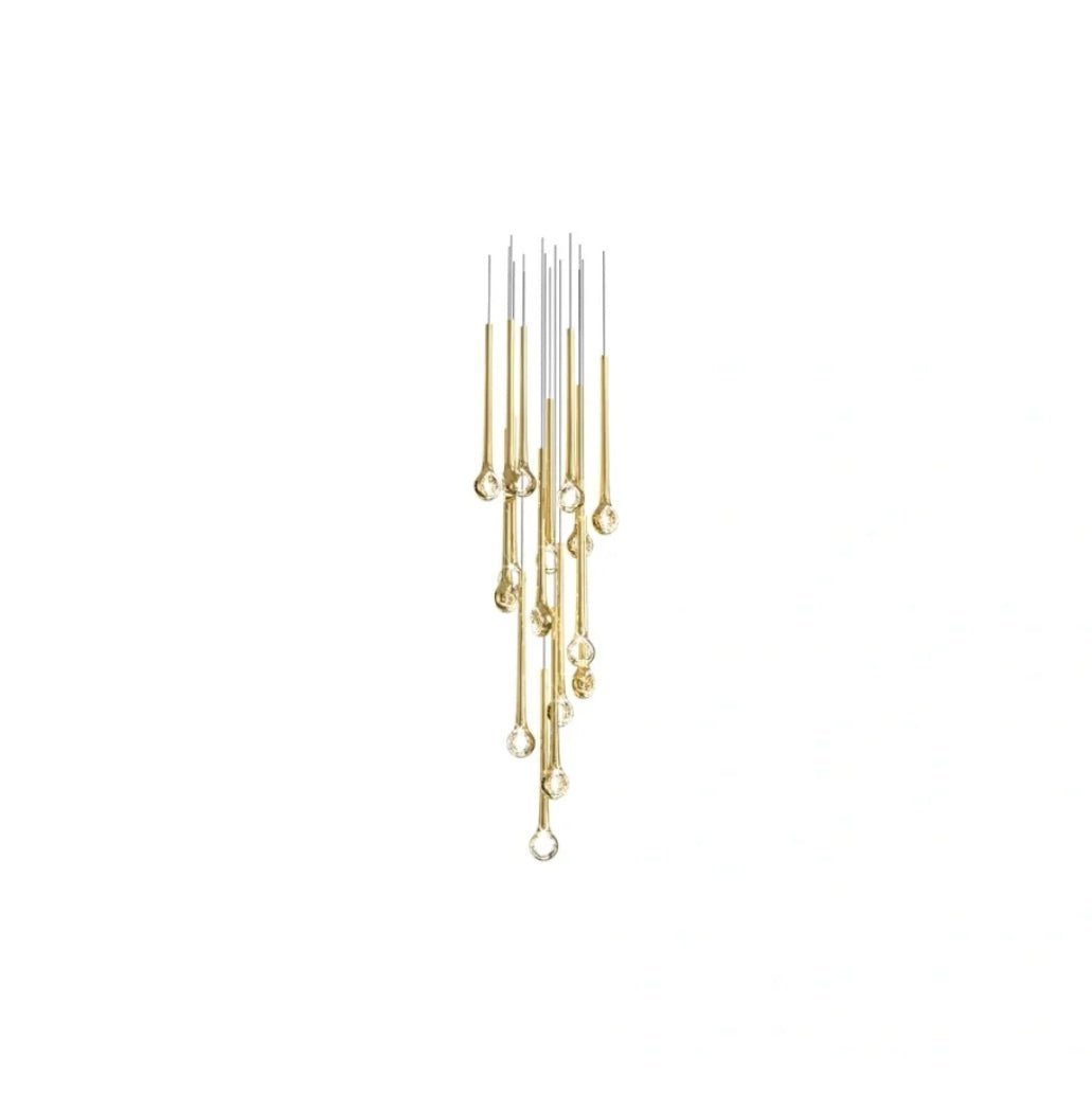 Modern Floating Long Gold Pendant Celing Chandelier for Living Room/High-ceiling - Zelno Lighting