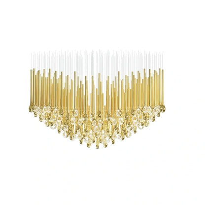 Modern Floating Long Gold Pendant Celing Chandelier for Living Room/High-ceiling - Zelno Lighting