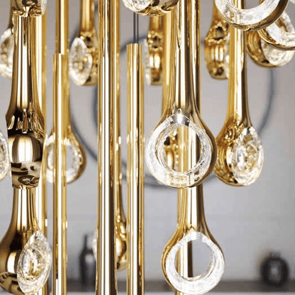 Modern Floating Long Gold Pendant Celing Chandelier for Living Room/High-ceiling - Zelno Lighting