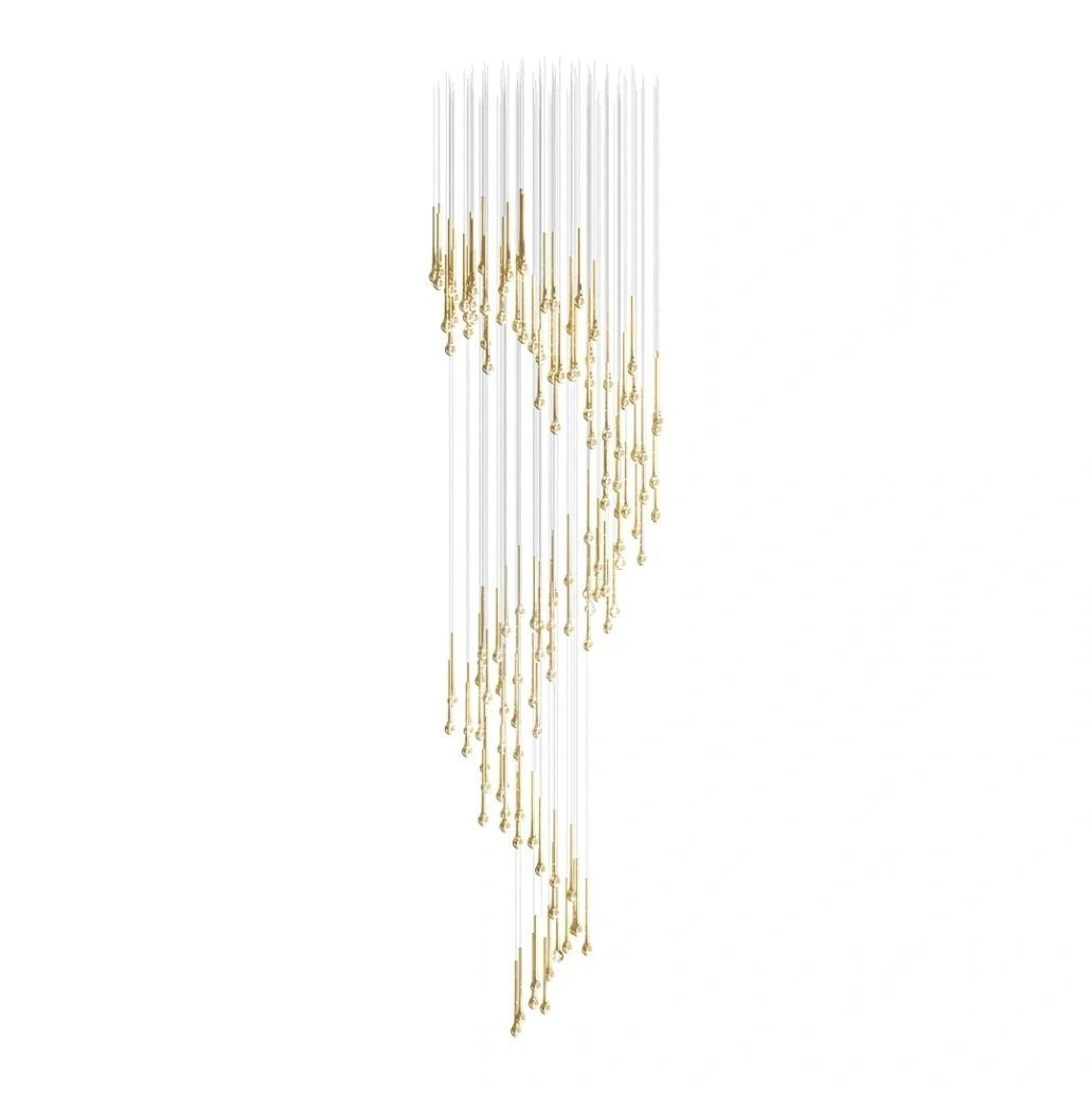Modern Floating Long Gold Pendant Celing Chandelier for Living Room/High-ceiling - Zelno Lighting