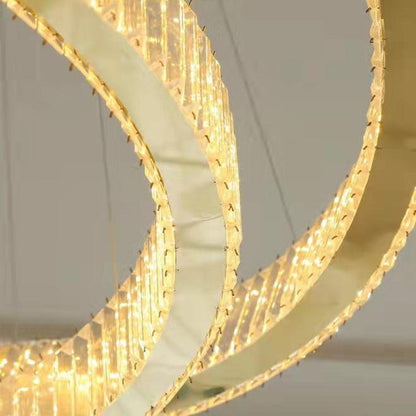 Modern Front Entryway Chandelier 3/4/5/6/7 Rings Crystal Gold/ Chrome Finish Ceiling Lamp - Zelno Lighting