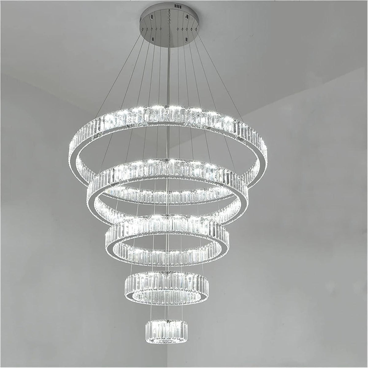 Modern Front Entryway Chandelier 3/4/5/6/7 Rings Crystal Gold/ Chrome Finish Ceiling Lamp - Zelno Lighting