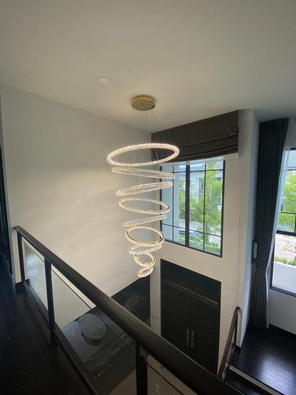 Modern Front Entryway Chandelier 3/4/5/6/7 Rings Crystal Gold/ Chrome Finish Ceiling Lamp - Zelno Lighting