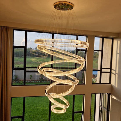 Modern Front Entryway Chandelier 3/4/5/6/7 Rings Crystal Gold/ Chrome Finish Ceiling Lamp - Zelno Lighting