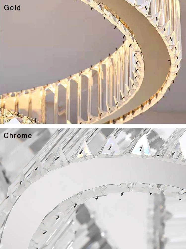 Modern Front Entryway Chandelier 3/4/5/6/7 Rings Crystal Gold/ Chrome Finish Ceiling Lamp - Zelno Lighting