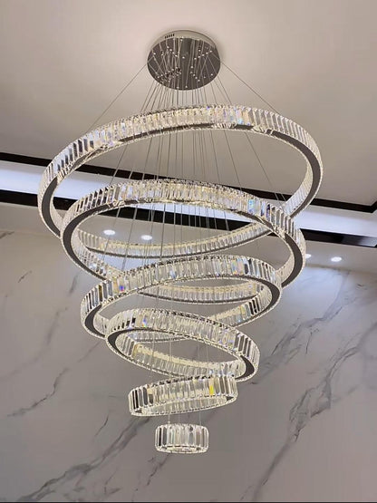 Modern Front Entryway Chandelier 3/4/5/6/7 Rings Crystal Gold/ Chrome Finish Ceiling Lamp - Zelno Lighting