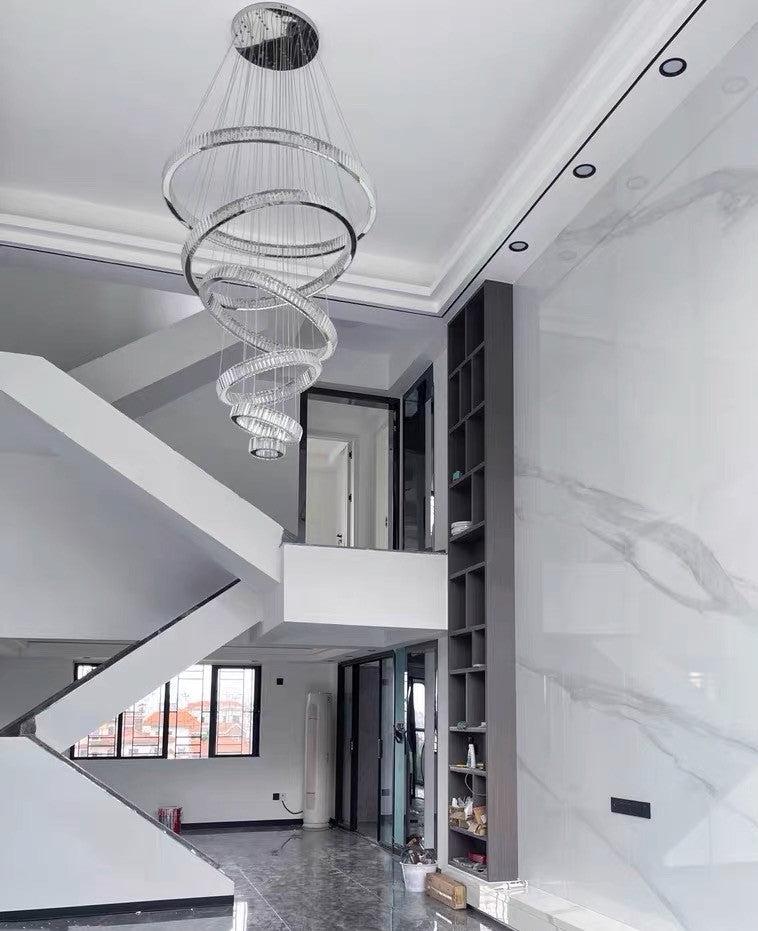 Modern Front Entryway Chandelier 3/4/5/6/7 Rings Crystal Gold/ Chrome Finish Ceiling Lamp - Zelno Lighting