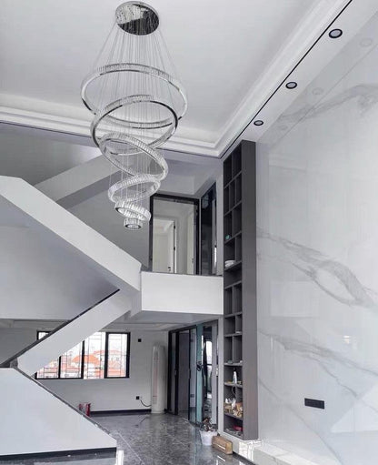 Modern Front Entryway Chandelier 3/4/5/6/7 Rings Crystal Gold/ Chrome Finish Ceiling Lamp - Zelno Lighting