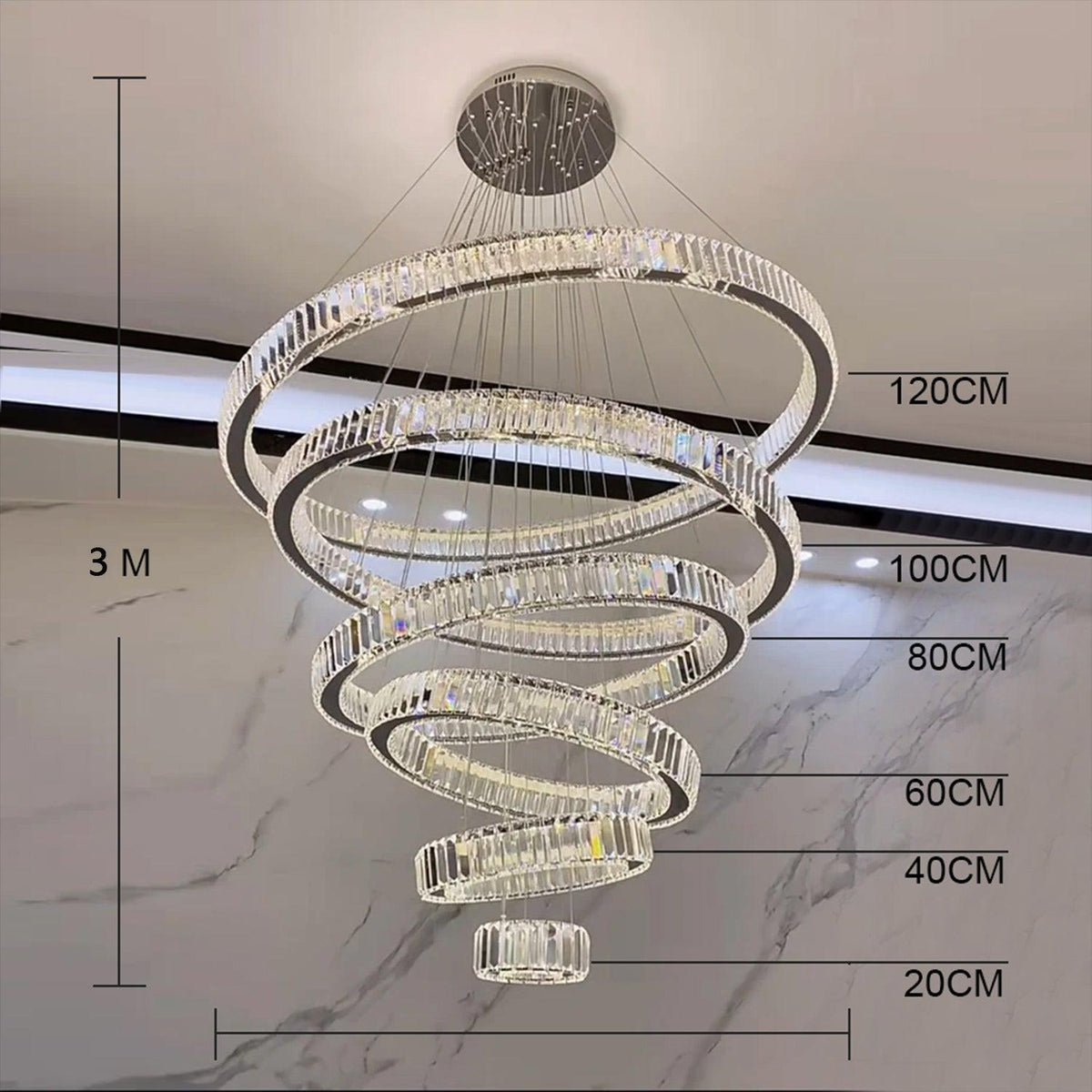 Modern Front Entryway Chandelier 3/4/5/6/7 Rings Crystal Gold/ Chrome Finish Ceiling Lamp - Zelno Lighting