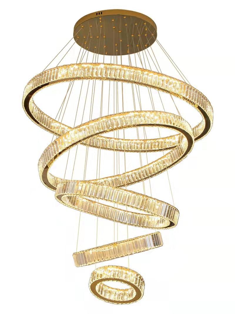 Modern Front Entryway Chandelier 3/4/5/6/7 Rings Crystal Gold/ Chrome Finish Ceiling Lamp - Zelno Lighting