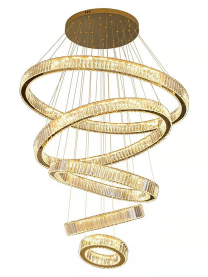 Modern Front Entryway Chandelier 3/4/5/6/7 Rings Crystal Gold/ Chrome Finish Ceiling Lamp - Zelno Lighting