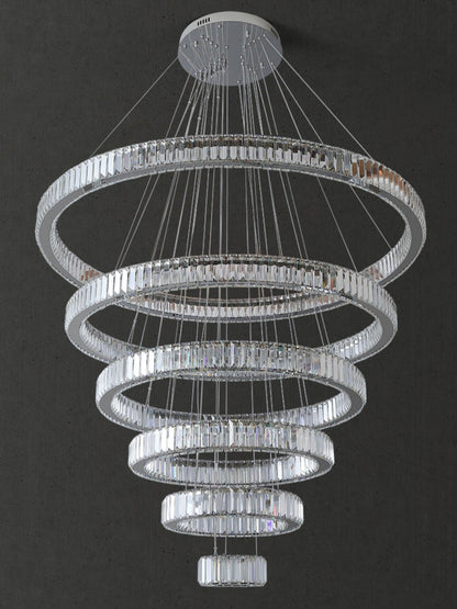 Modern Front Entryway Chandelier 3/4/5/6/7 Rings Crystal Gold/ Chrome Finish Ceiling Lamp - Zelno Lighting