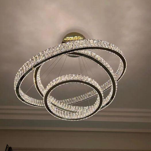 Modern Front Entryway Chandelier 3/4/5/6/7 Rings Crystal Gold/ Chrome Finish Ceiling Lamp - Zelno Lighting
