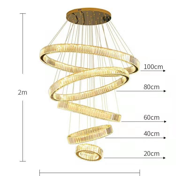 Modern Front Entryway Chandelier 3/4/5/6/7 Rings Crystal Gold/ Chrome Finish Ceiling Lamp - Zelno Lighting