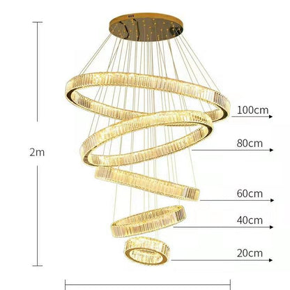 Modern Front Entryway Chandelier 3/4/5/6/7 Rings Crystal Gold/ Chrome Finish Ceiling Lamp - Zelno Lighting