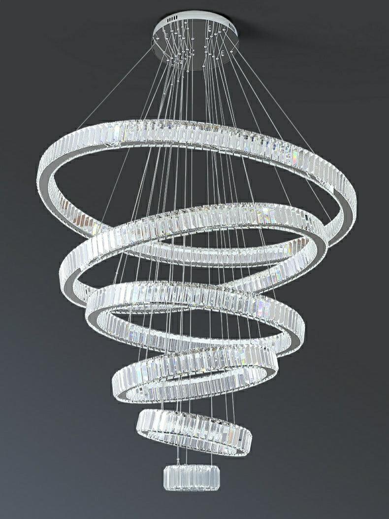 Modern Front Entryway Chandelier 3/4/5/6/7 Rings Crystal Gold/ Chrome Finish Ceiling Lamp - Zelno Lighting