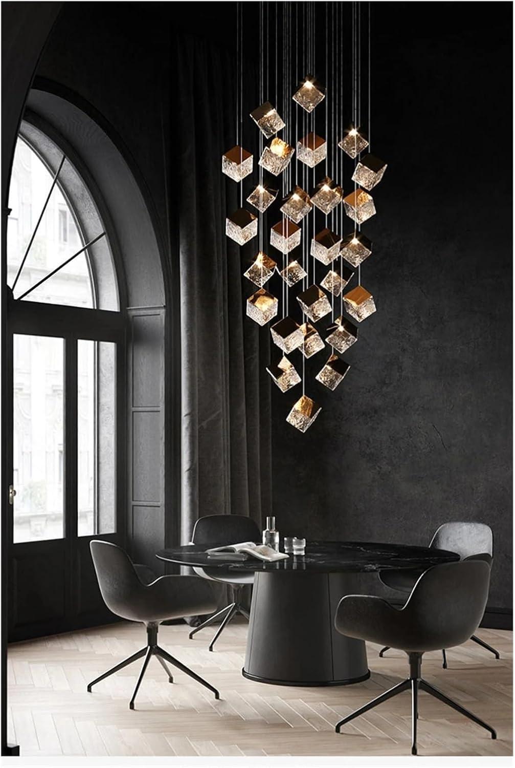 Modern G4 Led 26 Light Chandelier Glass Ice Cube Light Kitchen Living Room Ceiling Lighting Room - Zelno Lighting