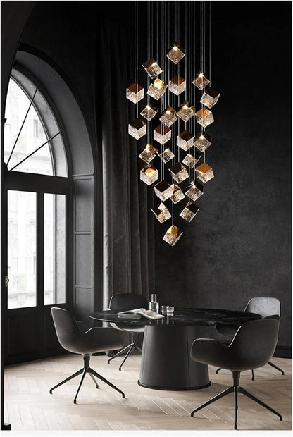 Modern G4 Led 26 Light Chandelier Glass Ice Cube Light Kitchen Living Room Ceiling Lighting Room - Zelno Lighting