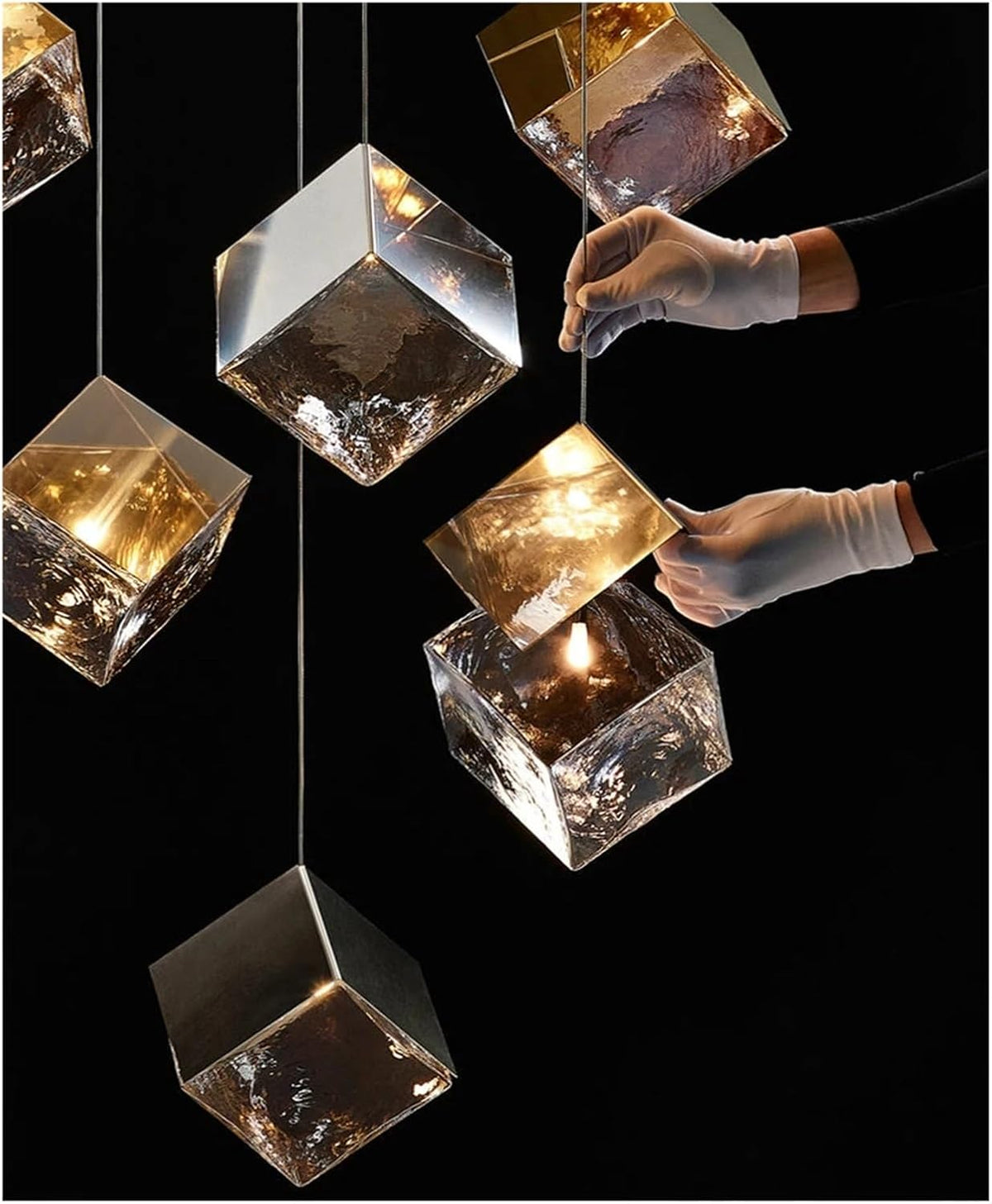 Modern G4 Led 26 Light Chandelier Glass Ice Cube Light Kitchen Living Room Ceiling Lighting Room - Zelno Lighting