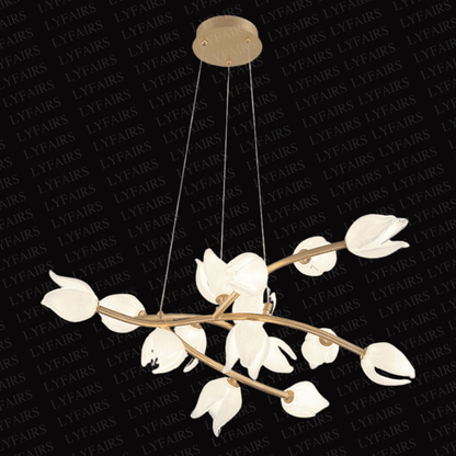 Modern Glass Flower Branch Chandelier for Low Ceiling Spaces in Living Room or Bedroom - Zelno Lighting