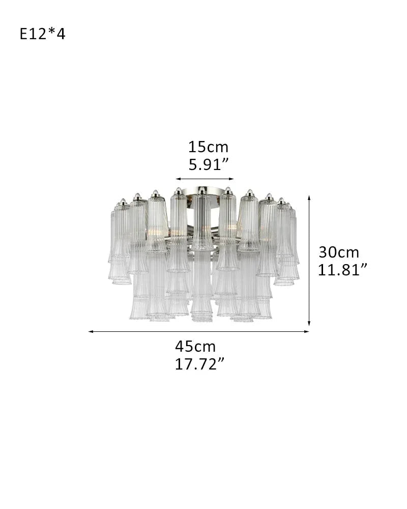 Modern Glass Rod Brass/Chrome Lorelei Waterfall Round Tiered Chandelier - Zelno