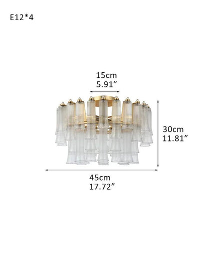 Modern Glass Rod Brass/Chrome Lorelei Waterfall Round Tiered Chandelier - Zelno