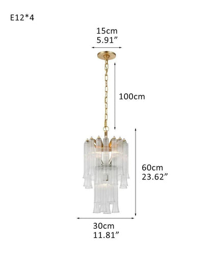 Modern Glass Rod Brass/Chrome Lorelei Waterfall Round Tiered Chandelier - Zelno