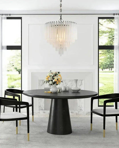 Modern Glass Rod Brass/Chrome Lorelei Waterfall Round Tiered Chandelier - Zelno
