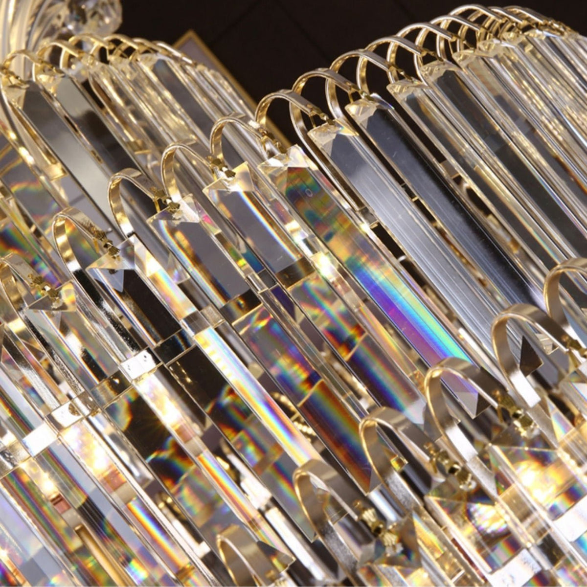 Modern Gold Foyer Extra Large Crystal Chandeliers Round Light Fixture For Hall Entrance - Zelno Lighting