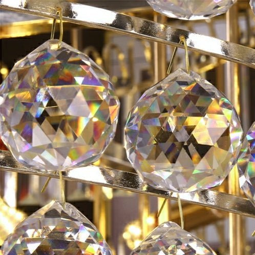 Modern Gold Foyer Extra Large Crystal Chandeliers Round Light Fixture For Hall Entrance - Zelno Lighting