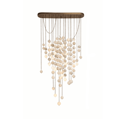 Modern Hanging Spherical Alabaster Chandelier for High Ceilings - Zelno Lighting