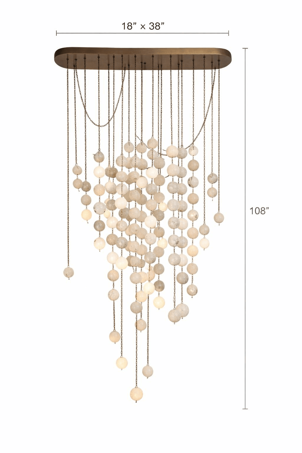 Modern Hanging Spherical Alabaster Chandelier for High Ceilings - Zelno Lighting