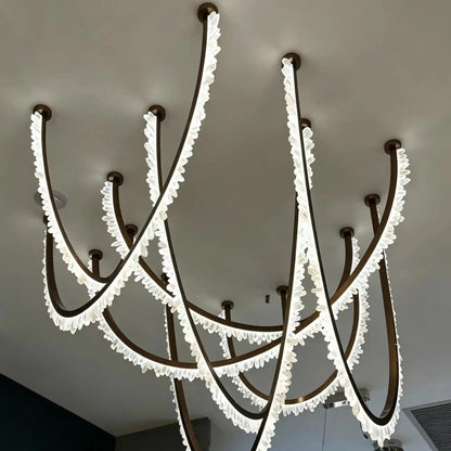 Modern High-End Curved Necklace Natural Crystal Ceiling Chandelier - Zelno Lighting