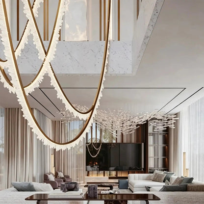 Modern High-End Curved Necklace Natural Crystal Ceiling Chandelier - Zelno Lighting