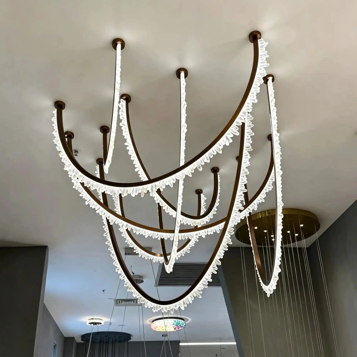 Modern High-End Curved Necklace Natural Crystal Ceiling Chandelier - Zelno Lighting
