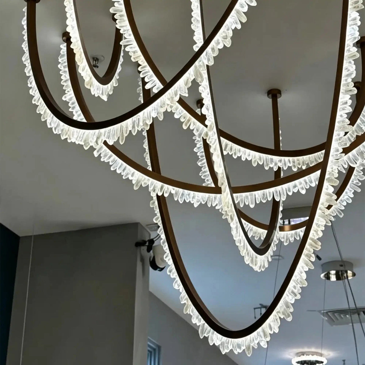 Modern High-End Curved Necklace Natural Crystal Ceiling Chandelier - Zelno Lighting
